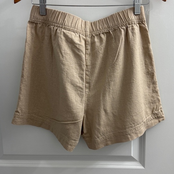 Ann Taylor High Waisted Linen Blend Beige Shorts - Picture 2 of 3